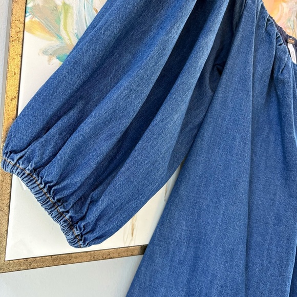 Free People Daydream Denim Tunic Off Shoulder Mini Dress Blue Size M - Picture 5 of 12